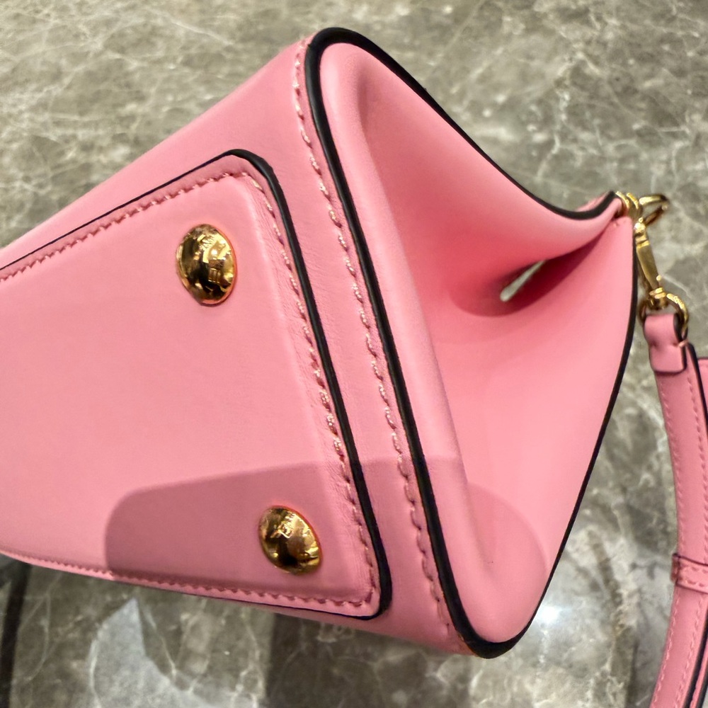Etro Pink Leather Shoulder Bag with Gold-Tone Trim - Picture 9 of 15